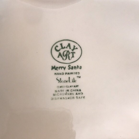 Merry Santa clay art 2003 dip platter bowl Santa - Picture 8 of 12